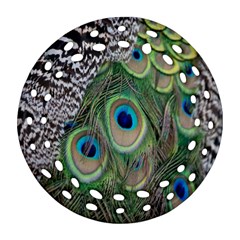 Peacock Bird Feather Colourful Ornament (round Filigree)