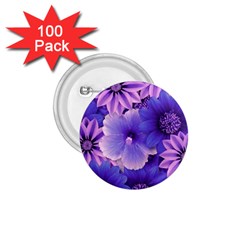 Pattern Floral Flora Flower Flowers Blue Violet Patterns 1 75  Buttons (100 Pack)  by Jancukart