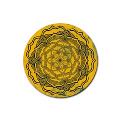 Mandala Vintage Painting Flower Rubber Round Coaster (4 Pack) by Jancukart