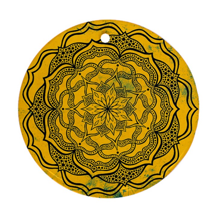 Mandala Vintage Painting Flower Round Ornament (Two Sides)