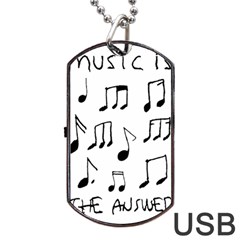 Music Is The Answer Phrase Concept Graphic Dog Tag Usb Flash (two Sides) by dflcprintsclothing