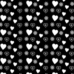 Hearts Snowflakes Black Background Play Mat (square) by Jancukart