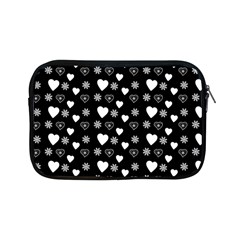 Hearts Snowflakes Black Background Apple Ipad Mini Zipper Cases by Jancukart