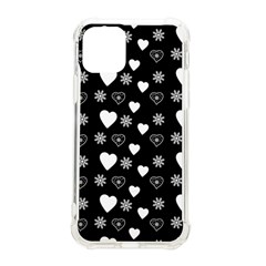 Hearts Snowflakes Black Background Iphone 11 Pro 5 8 Inch Tpu Uv Print Case by Jancukart