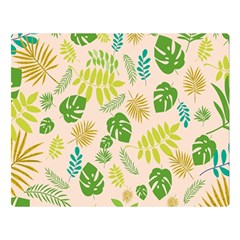 Tropical Leaf Leaves Palm Green Premium Plush Fleece Blanket (large) by Jancukart