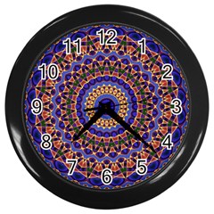 Mandala Kaleidoscope Background Wall Clock (black) by Jancukart