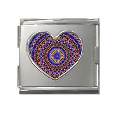 Mandala Kaleidoscope Background Mega Link Heart Italian Charm (18mm)