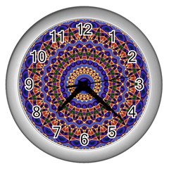 Mandala Kaleidoscope Background Wall Clock (Silver)
