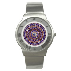 Mandala Kaleidoscope Background Stainless Steel Watch