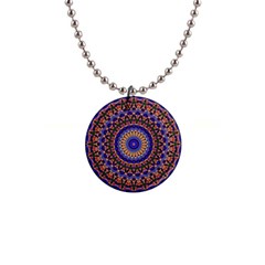 Mandala Kaleidoscope Background 1  Button Necklace
