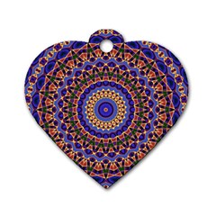 Mandala Kaleidoscope Background Dog Tag Heart (Two Sides)