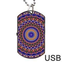 Mandala Kaleidoscope Background Dog Tag USB Flash (One Side)