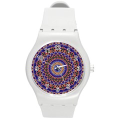 Mandala Kaleidoscope Background Round Plastic Sport Watch (M)