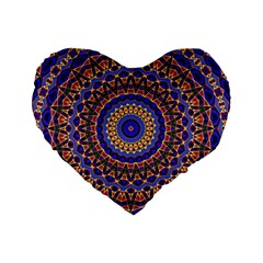 Mandala Kaleidoscope Background Standard 16  Premium Flano Heart Shape Cushions
