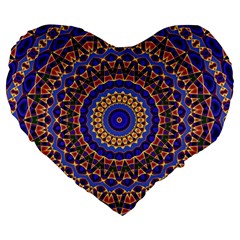 Mandala Kaleidoscope Background Large 19  Premium Flano Heart Shape Cushions