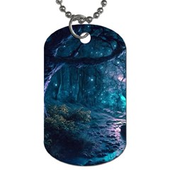 Path Forest Wood Light Night Dog Tag (one Side) by Jancukart