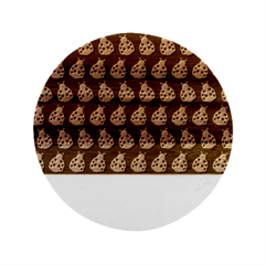 Ladybug Vector Geometric Tile Pattern Marble Wood Coaster (round)