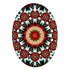 Kaleidoscope Floral Pattern Rosette Ornament (oval)