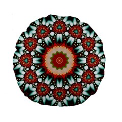 Kaleidoscope Floral Pattern Rosette Standard 15  Premium Round Cushions by Jancukart