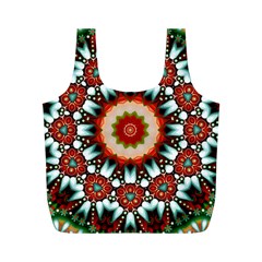 Kaleidoscope Floral Pattern Rosette Full Print Recycle Bag (m)