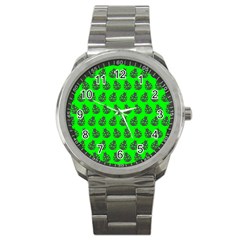 Ladybug Vector Geometric Tile Pattern Sport Metal Watch by GardenOfOphir