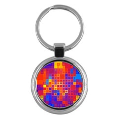 Squares Geometric Colorful Fluorescent Key Chain (round) by Jancukart