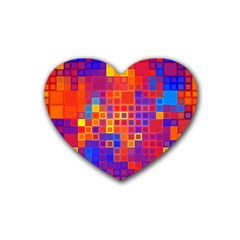 Squares Geometric Colorful Fluorescent Rubber Coaster (heart)