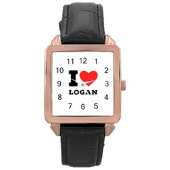 I Love Logan Rose Gold Leather Watch  by ilovewhateva