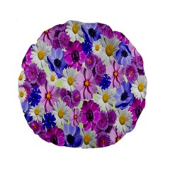 Blossoms-yellow Standard 15  Premium Flano Round Cushions by nateshop