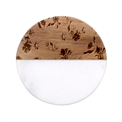 Blossoms-yellow Classic Marble Wood Coaster (round) 