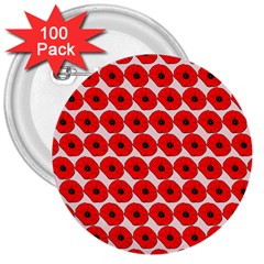 Red Peony Flower Pattern 3  Buttons (100 Pack)  by GardenOfOphir