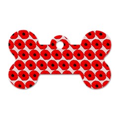 Red Peony Flower Pattern Dog Tag Bone (one Side) by GardenOfOphir