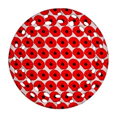 Red Peony Flower Pattern Ornament (round Filigree)