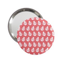 Coral And White Lady Bug Pattern 2 25  Handbag Mirrors by GardenOfOphir