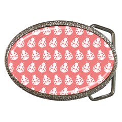 Coral And White Lady Bug Pattern Belt Buckles