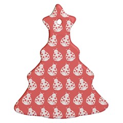 Coral And White Lady Bug Pattern Ornament (Christmas Tree) 