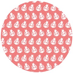 Coral And White Lady Bug Pattern Wooden Puzzle Round