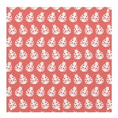 Coral And White Lady Bug Pattern Banner and Sign 4  x 4 