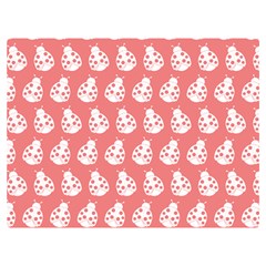 Coral And White Lady Bug Pattern Premium Plush Fleece Blanket (Extra Small)