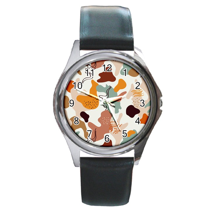 Shapes Pattern Round Metal Watch