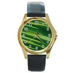 Green-01 Round Gold Metal Watch by nateshop