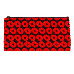 Charcoal And Red Peony Flower Pattern Pencil Case