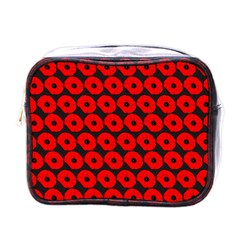 Charcoal And Red Peony Flower Pattern Mini Toiletries Bag (one Side) by GardenOfOphir