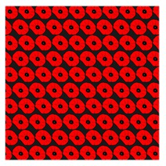 Charcoal And Red Peony Flower Pattern Square Satin Scarf (36  x 36 )