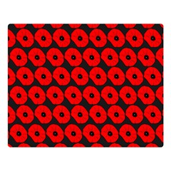 Charcoal And Red Peony Flower Pattern Premium Plush Fleece Blanket (Large)