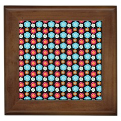 Colorful Floral Pattern Framed Tile by GardenOfOphir