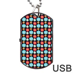 Colorful Floral Pattern Dog Tag Usb Flash (two Sides) by GardenOfOphir