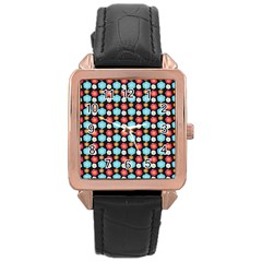 Colorful Floral Pattern Rose Gold Leather Watch  by GardenOfOphir