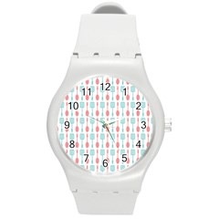 Spatula Spoon Pattern Round Plastic Sport Watch (m) by GardenOfOphir