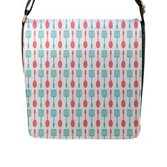 Spatula Spoon Pattern Flap Closure Messenger Bag (l) by GardenOfOphir